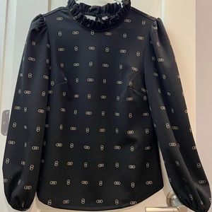 Ann Taylor Ruffle Mock Neck Top